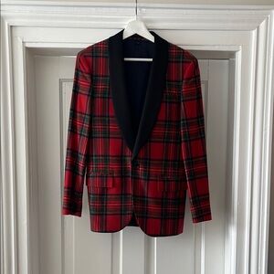 J.Crew Ludlow Tuxedo Jacket in Red Stewart Tartan Wool